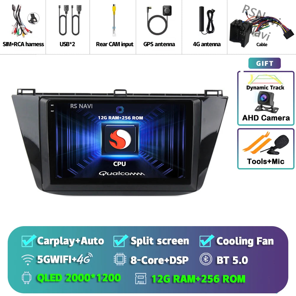 Android 15 Carplay Auto 2K écran autoradio lecteur multimédia pour Volkswagen Tiguan 2 Mk 2016 2017-2019 2 din Autoradio stéréo