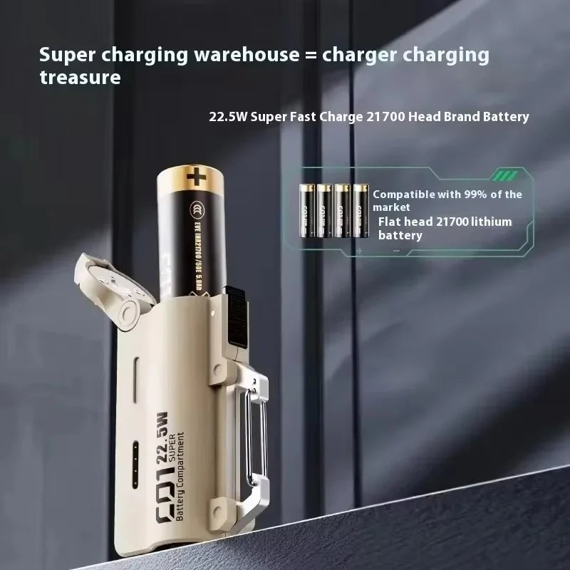DOKIY 22.5W Super compartiment de batterie 5000mAh charge rapide batterie externe avec boucle à crochet 21700 Li-ion batterie chargeur Portable