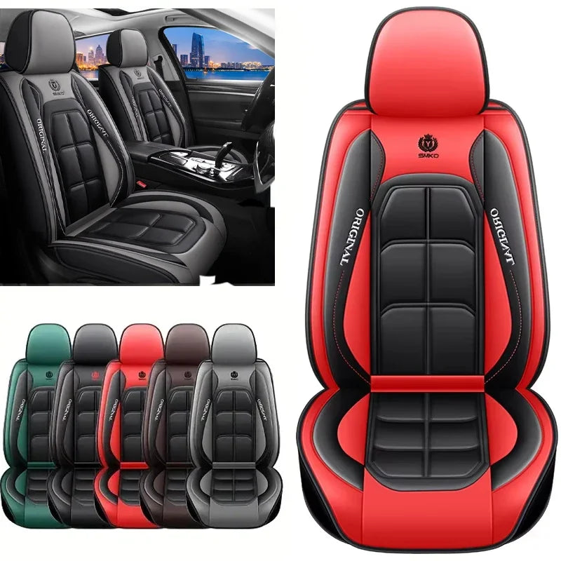 Housse de siège tout compris, coussin de siège de voiture entièrement en cuir, housse de siège de conducteur et de passager pour siège unique, coussin universel toutes saisons