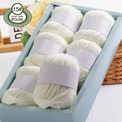 Fil de mélange de soie de luxe 6 pièces/ensemble, 50g chacun, fil à tricoter doux adapté aux pulls, couvertures et écharpes pour bébé, plusieurs couleurs