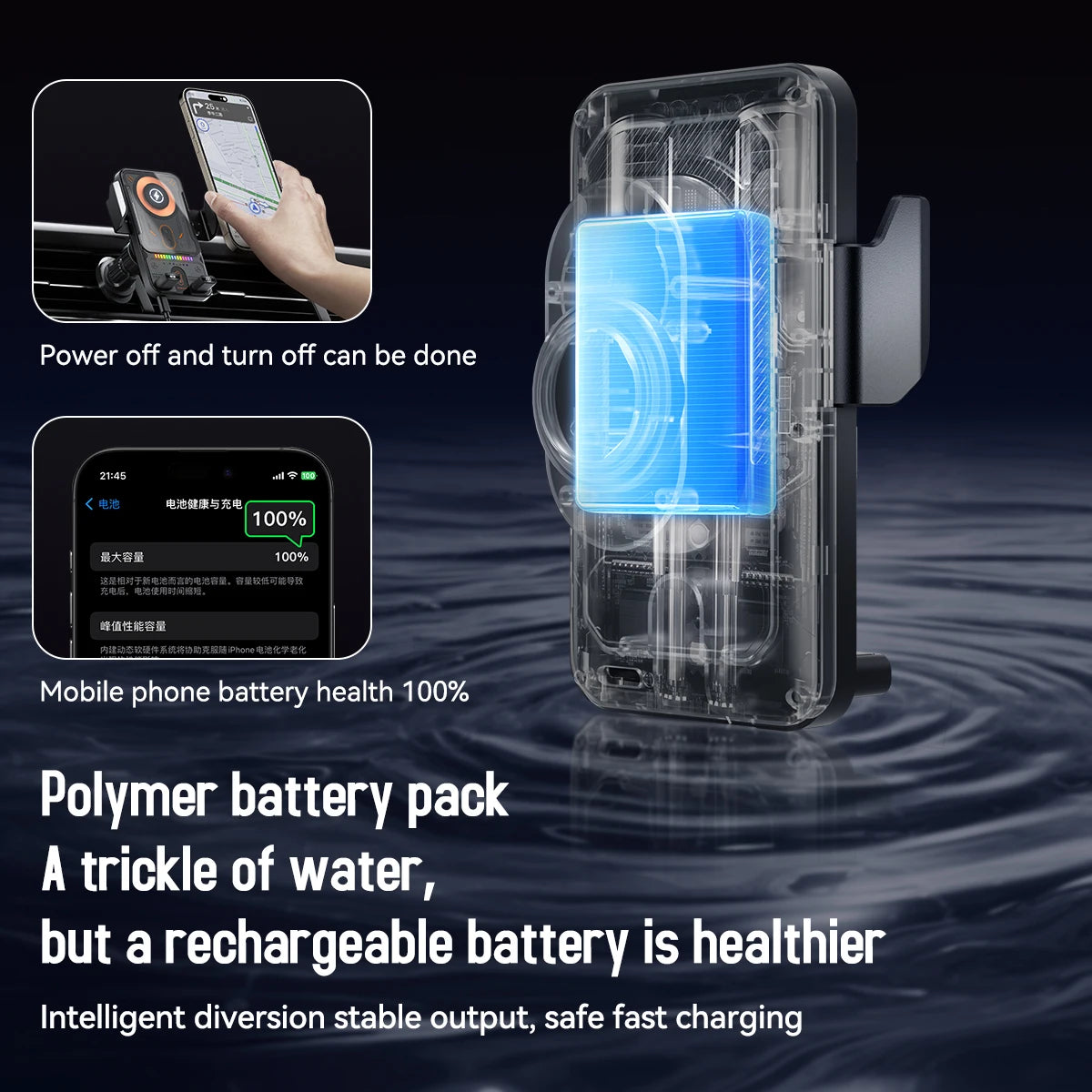 Adaptateur de chargeur de voiture sans fil 15W, serrage automatique, charge Super rapide, support de téléphone pour voiture, pour iPhone 16 15 Pro Max Samsung