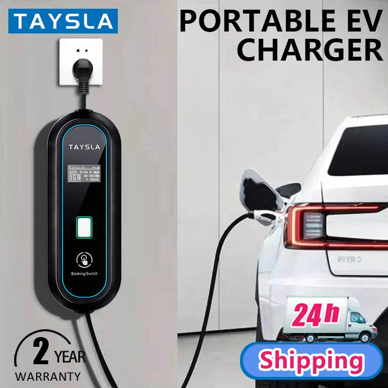TAYSLA EV chargeur Type 2 IEC62196-2 câble de charge EVSE Portable 16A 3.5KW EV Station de charge Wallbox prise ue pour voiture électrique