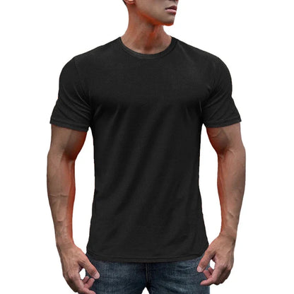 T-shirt en maille à manches courtes pour hommes, séchage rapide, uni, respirant, course à pied, gym, fitness, vêtements de sport, entraînement en Y, été