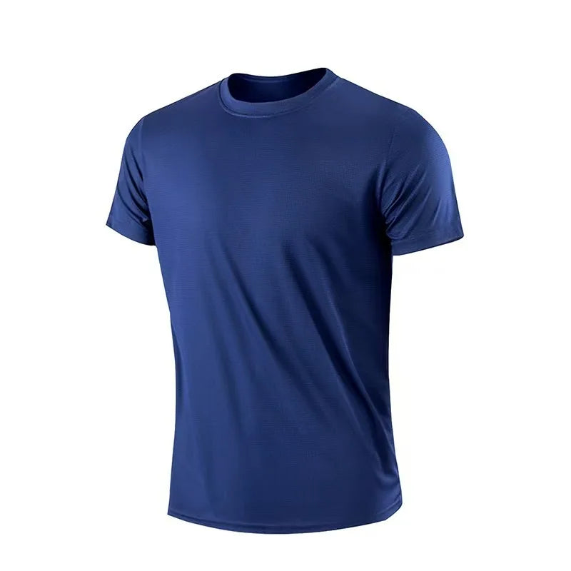 T-shirt de sport pour homme à manches courtes, séchage rapide, respirant, col rond, entraînement, exercice, sport, haut léger