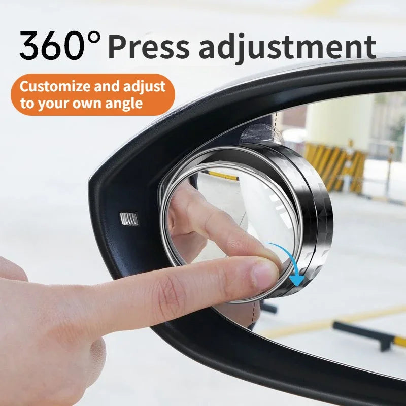 Miroir d'angle mort convexe à cadre rond, 2 pièces, sécurité de conduite, grand angle à 360 degrés, rétroviseur transparent réglable, accessoires de voiture