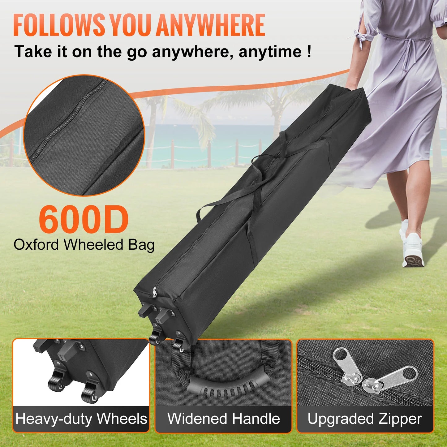 SucceBuy 10x10 Pop Up auvent tente extérieure dix avec parois latérales amovibles et sac à roulettes abri portable instantané pour camp de fête