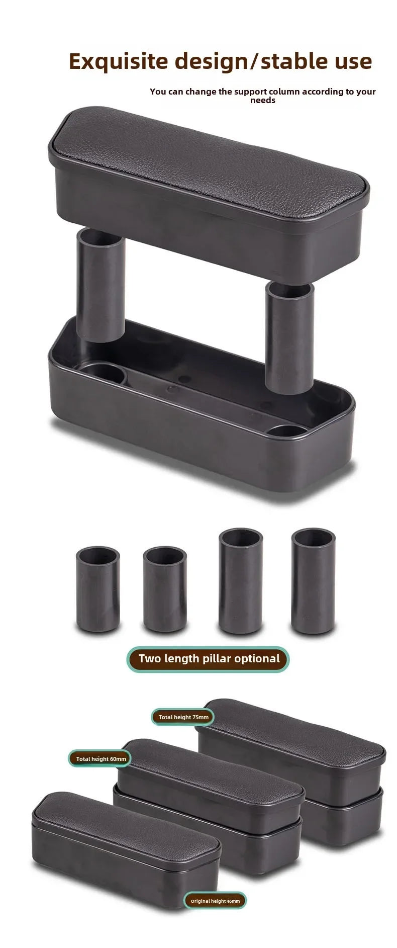 Boîte de rangement universelle pour porte d'accoudoir gauche droite de voiture, boîte de rangement pour repose-coude à hauteur réglable, accoudoir, boîte d'organisation de porte automatique