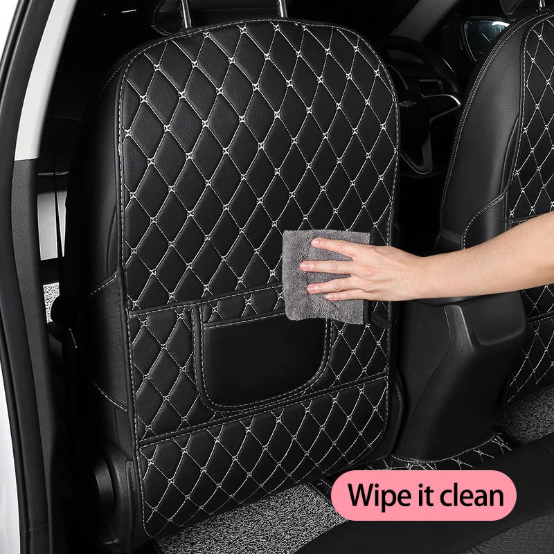 Coussinet Anti-coup de pied de voiture en cuir PU, housse de protection arrière de siège de voiture, organisateur de siège arrière avec poches de rangement, accessoires intérieurs