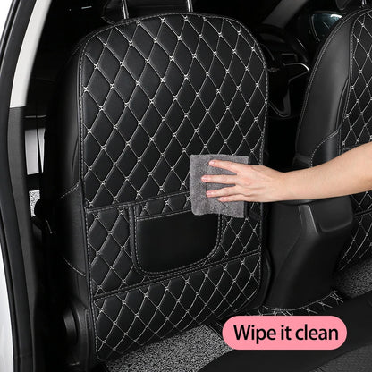 Coussinet Anti-coup de pied de voiture en cuir PU, housse de protection arrière de siège de voiture, organisateur de siège arrière avec poches de rangement, accessoires intérieurs