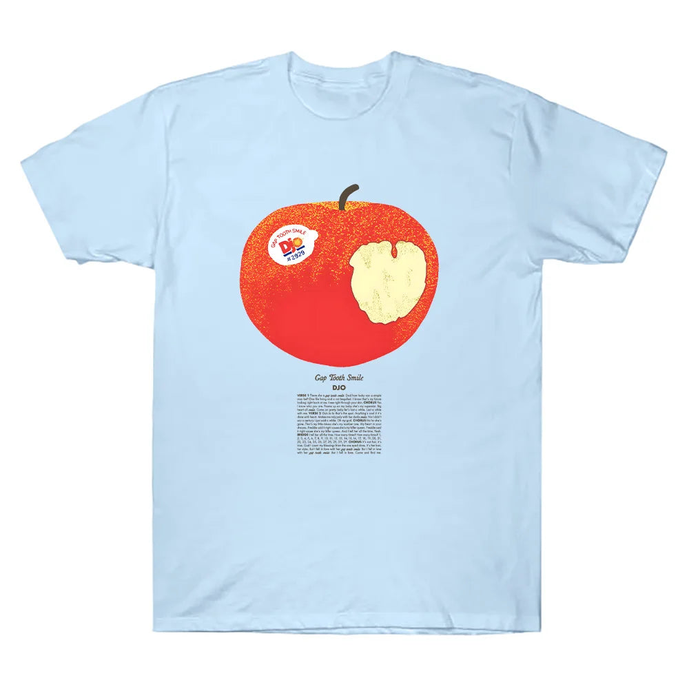 Djo Apple T-Shirt drôle dessin animé graphique t-shirts femmes à manches courtes hommes hauts haute qualité coton T-Shirt unisexe vêtements créatifs
