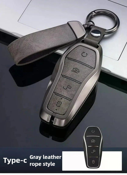 Étui pour clé pour BYD Song Plus Atto 3 Han EV Tang DM Qin joint dauphin cuir métal porte-clés à distance porte-clés accessoires de voiture