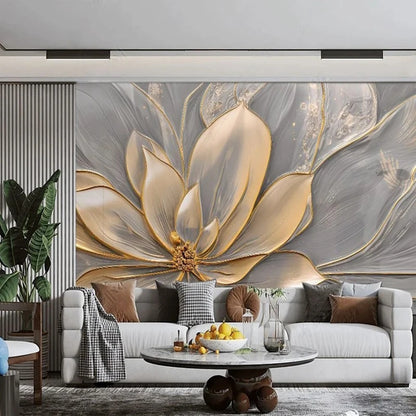 Papier peint photo personnalisé de grande taille, fleurs en relief 3D, papier peint mural, salon, toile de fond de canapé, peinture d'art moderne, décoration d'intérieur