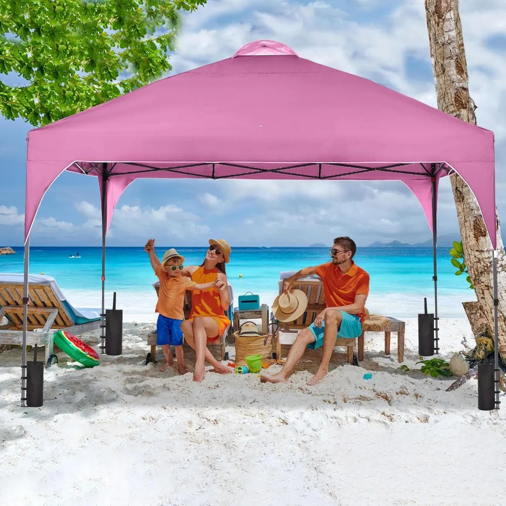 Tente extérieure pop-up 12x12, pare-soleil portable, idéale pour les jardins/paramètres extérieurs/fêtes de mariage et événements, édition rose.