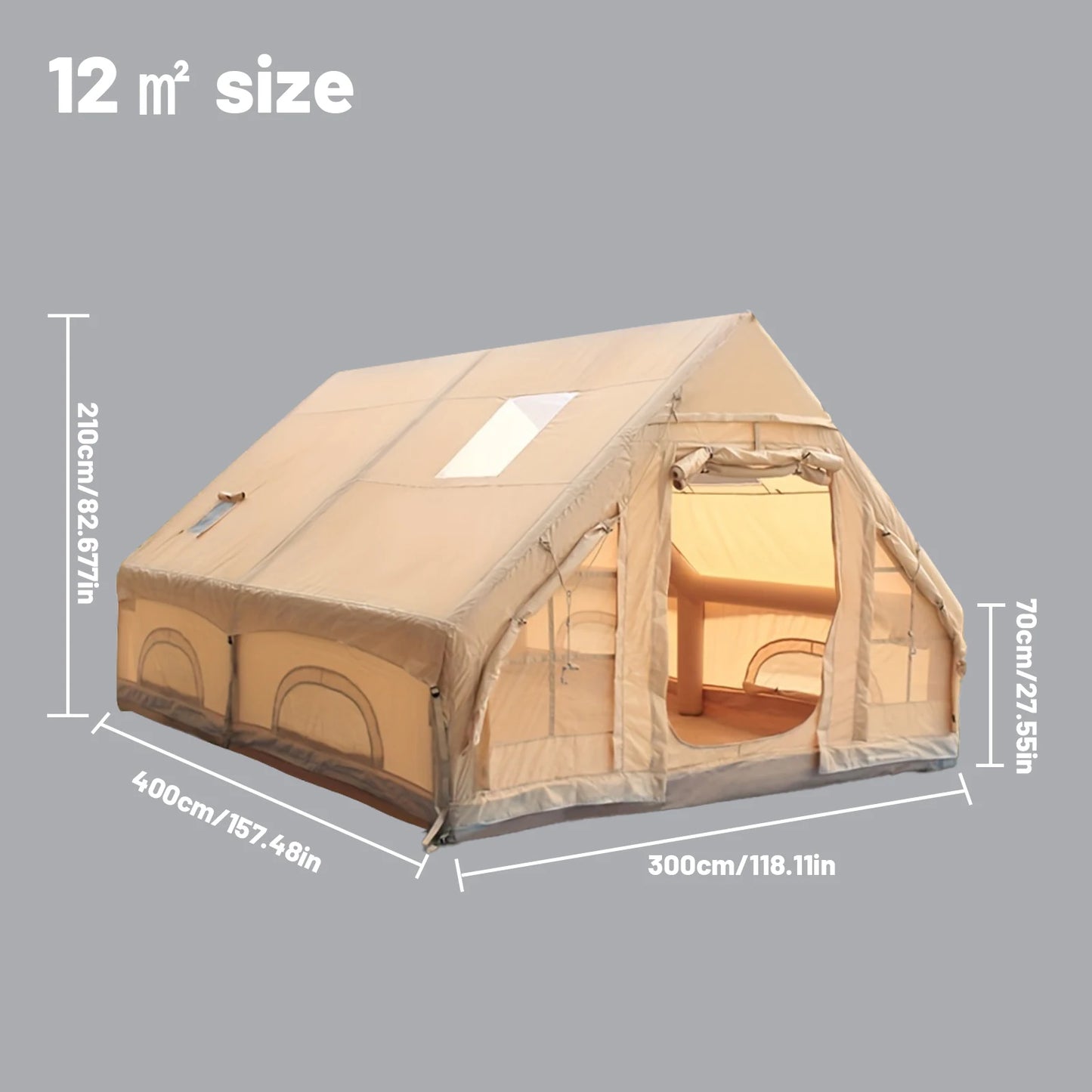 Tente de camping gonflable PAKICETUS pour 4 à 8 personnes avec fenêtres, tente de camping portable résistante à l'eau