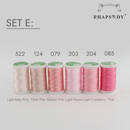 Rhapsody 6/60 ensemble de couleurs frère fil à broder en Polyester de qualité supérieure 200M (220Y) chaque bobine frère Babylock Janome Singer Hom