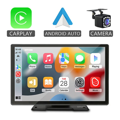 Hipppcron 9 "Radio de voiture Portable lecteur vidéo multimédia sans fil CarPlay et Android Auto IPS écran tactile BT USB TF entrée AUX