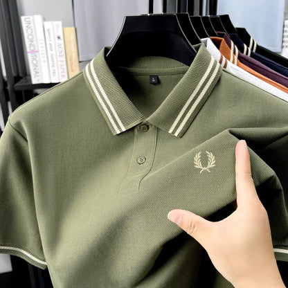 100% pur coton été respirant hommes mode sport marque blé broderie manches courtes POLO affaires t-shirt style décontracté