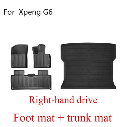 Pour Xpeng G6 2025-2023 tapis de sol tapis de coffre tous temps avant arrière tapis de doublure de chargement, accessoires de coussinets de pied antidérapants imperméables