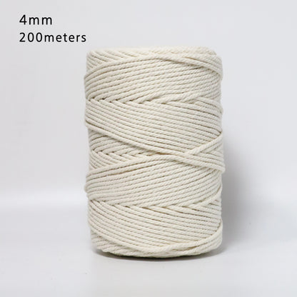 Cordon de macramé en coton 100% naturel, 4mm, cordon artisanal pour bricolage, cintres pour plantes à tricoter, décoration de noël et de mariage, Beige