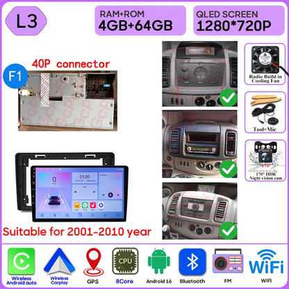 Autoradio Android 16 pour Renault Trafic 2 pour Opel Vivaro A pour Nissan primastar 2001 - 2014 GPS Navigation Carplay Android Auto