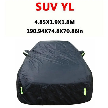 Universal SUV/Sedan Full Car Covers Outdoor Sun Snow Protection UV Car Zipper Design Black Car Case Cover S-XXL