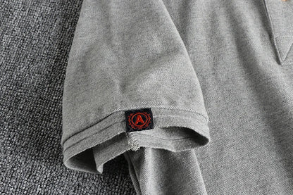 T-shirt rétro américain à manches courtes pour hommes, Polo à revers de couleur unie, à la mode, 100% coton, hauts d'affaires décontractés