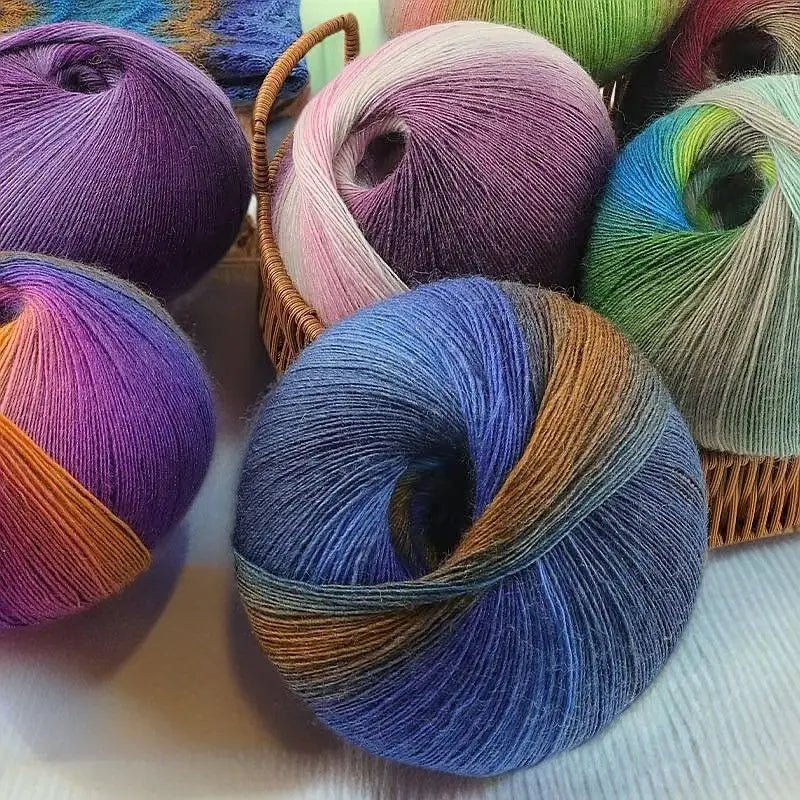 Fil de laine arc-en-ciel 200 g/ensemble, pour tricoter, châles, écharpes, pulls, vestes, chapeaux, bricolage, fil de teinture à Segment doux et confortable