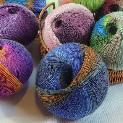 Fil de laine arc-en-ciel 200 g/ensemble, pour tricoter, châles, écharpes, pulls, vestes, chapeaux, bricolage, fil de teinture à Segment doux et confortable