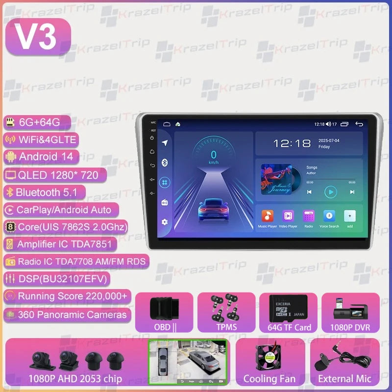 FYT 7862s 8 Core Carplay Android Auto autoradio pour Toyota Avensis T25 2002 2003 2004 2005 2006 2007 2008 Autoradio 4G DSP QLED