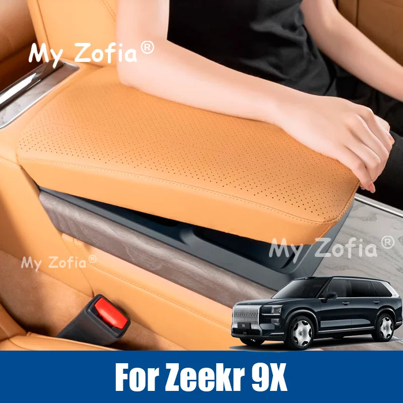 Couvercle de boîte d'accoudoir en cuir pour voiture Zeekr 9X 2025 2026, anti-rayures, Console centrale, main courante, accessoires décoratifs de protection