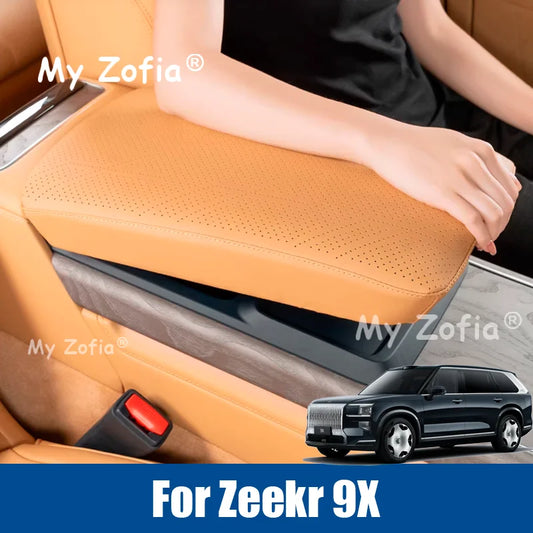 Couvercle de boîte d'accoudoir en cuir pour voiture Zeekr 9X 2025 2026, anti-rayures, Console centrale, main courante, accessoires décoratifs de protection