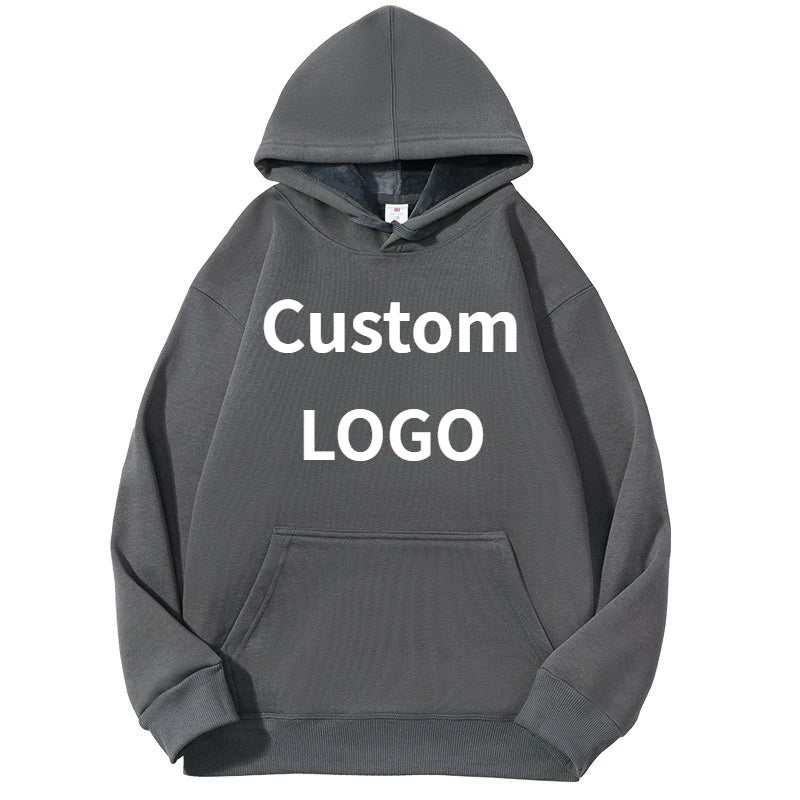 Sweat-shirt à capuche pour hommes, personnalisé avec votre Logo de marque, en coton lourd de haute qualité, pour bricolage, vêtements d'équipe, automne et hiver