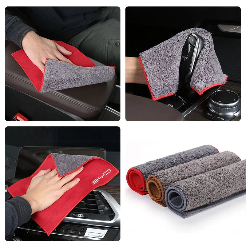 Serviette de voiture en microfibre, chiffon de nettoyage Super absorbant pour BYD Tang F3 E6 Atto3 Yuan Plus Song Max F0 G3 I3 Ea1 Dmi 2din S7