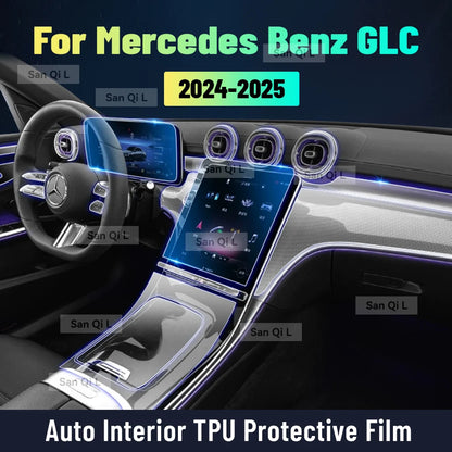 Film de protection transparent pour Console centrale intérieure Mercedes Benz GLC 2024 2025, teinte anti-rayures en TPU pour voiture, accessoires de rénovation