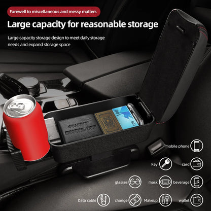 Organisateur de rangement pour console centrale de voiture, plateau relevable réglable en hauteur, support de coude pour accoudoir, compatible SUV et berline, avec porte-gobelet