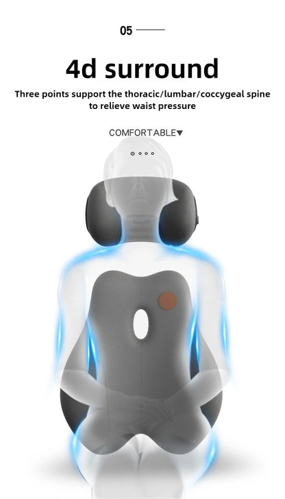 Car Electric Massage Headrest Lumbar Support Vibration Waist Lumbar Neck Pillow Backrest Cushion Car Seat Interior Accessories