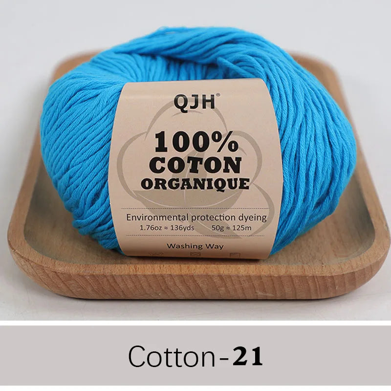 QJH 100% fil de coton, fil de poids de Sport pour bébé en coton, fil Amigurumi, fil doux d'été, fil au Crochet/à tricoter-6 pièces