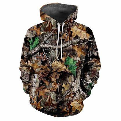 Camouflage chasse animaux en plein air Camouflage printemps et automne hommes à capuche rue tendance ample confortable haut décontracté vêtements