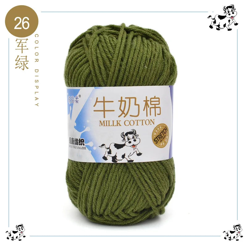 Fil à tricoter en coton au lait, 5 brins, 50g, pour bricolage de sacs de poupée, fil, écharpe, chaussettes