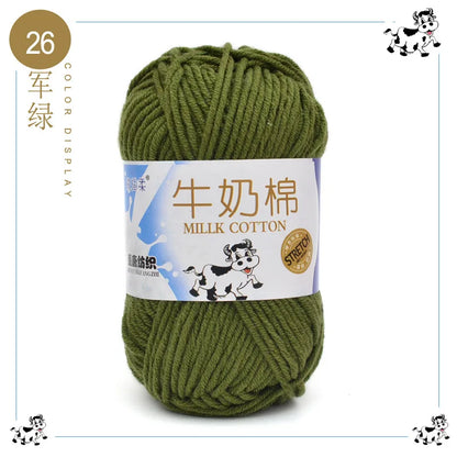 Fil à tricoter en coton au lait, 5 brins, 50g, pour bricolage de sacs de poupée, fil, écharpe, chaussettes