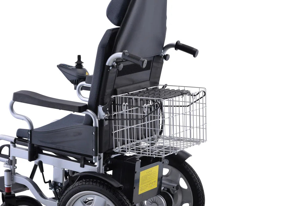 Fauteuil roulant électrique inclinable avec dossier haut, chaise plate allongée avec roulettes pour désactionner 50112-L036