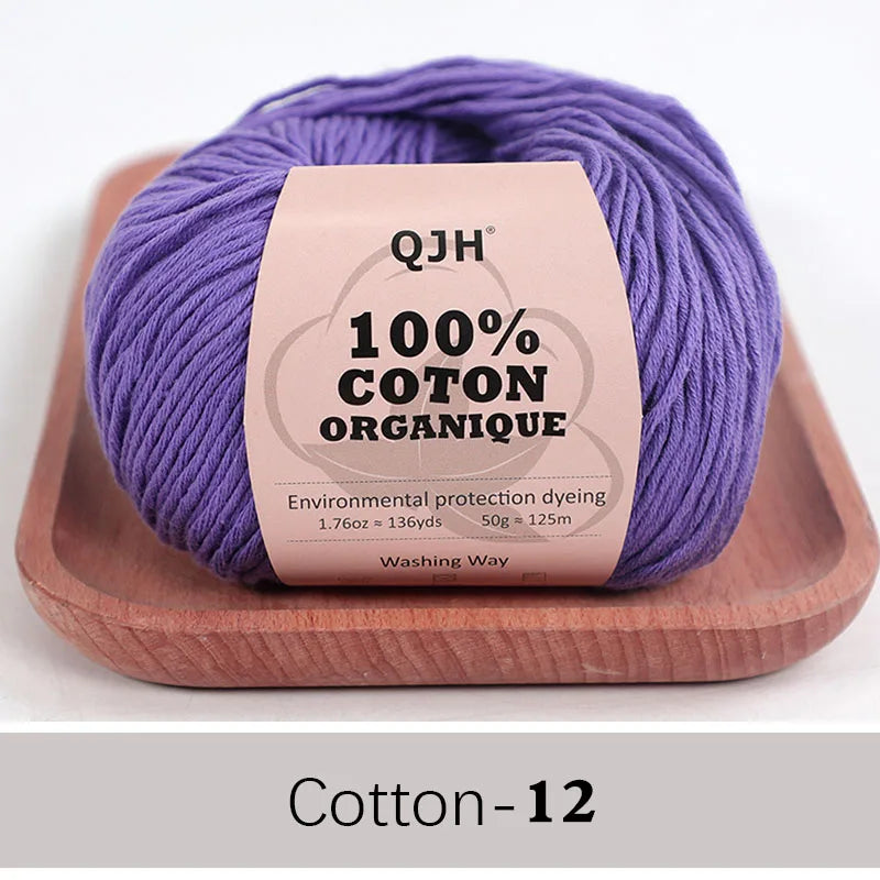 QJH 100% fil de coton, fil de poids de Sport pour bébé en coton, fil Amigurumi, fil doux d'été, fil au Crochet/à tricoter-6 pièces