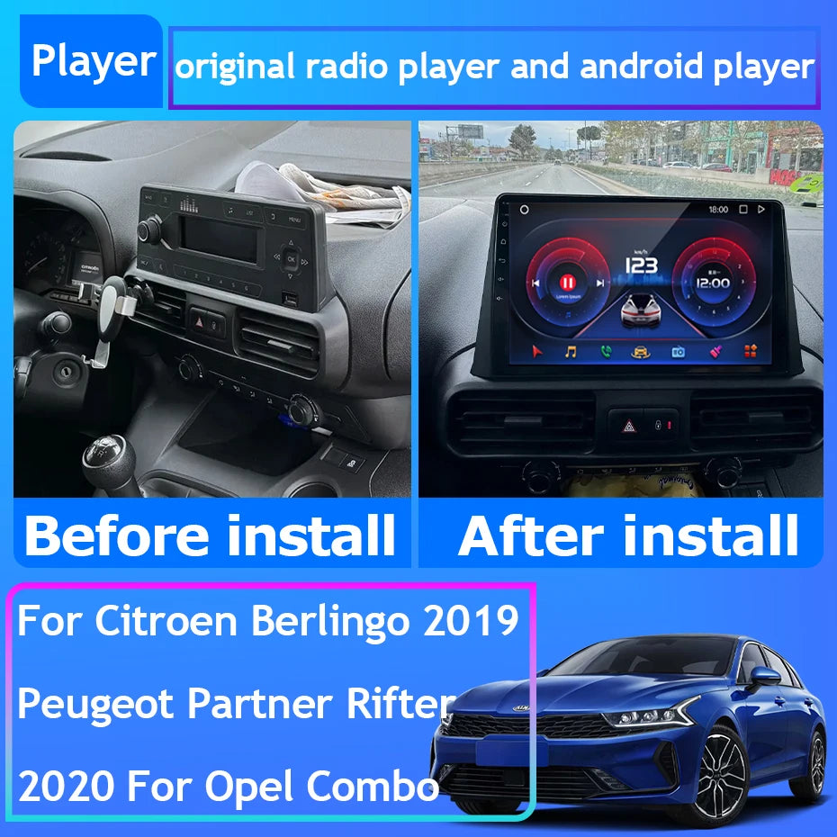 Autoradio Carplay pour citroën Berlingo 2019 Peugeot Partner Rifter 2020 pour Opel Combo Navigation GPS Android Auto WiFi No 2din