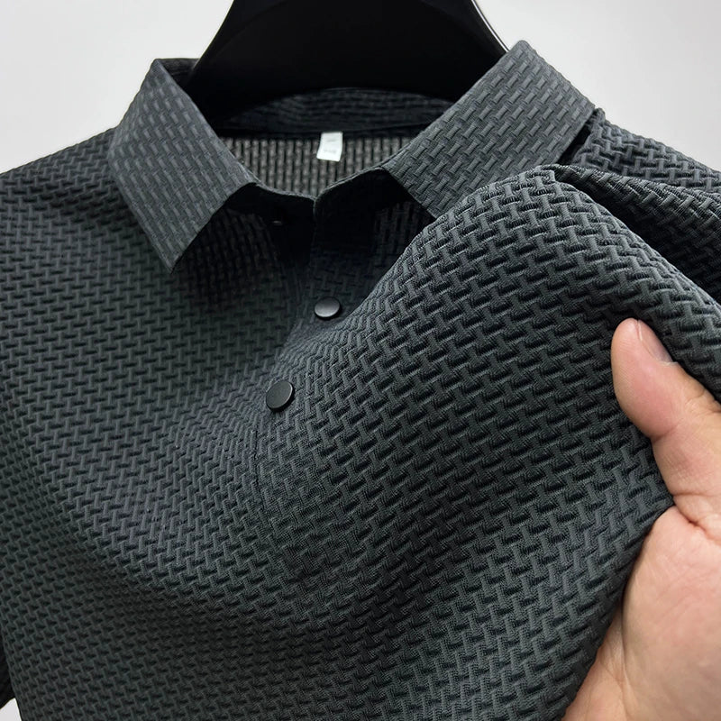 【جودة عالية】 M-4XL صيف جديد تي شيرت رجالي بأكمام قصيرة بولو، بارد ومسامي، قمة عمل غير رسمية ممتصة للعرق