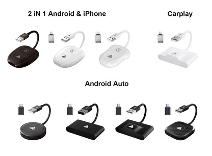 Adaptateur sans fil Android Auto et Apple CarPlay 2 en 1, adaptateur sans fil 5,8 GHz pour voitures CarPlay filaires en usine