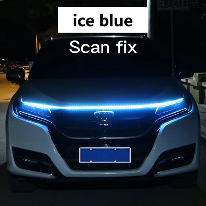 LED feux de jour balayage démarrage capot de voiture lumières décoratives DRL Auto moteur capot Guide lampe d'ambiance décorative 12V blanc