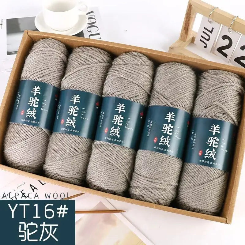 Fil de laine d'alpaga et cachemire, 500 g/ensemble, pour vêtements au Crochet, chapeaux, gants, moyennement épais, 3 plis, fil de laine tricoté à la main de haute qualité, gonflé