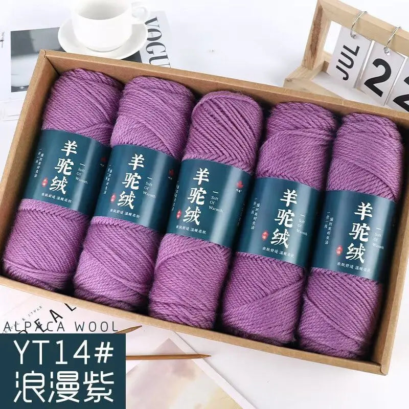 Fil de laine d'alpaga et cachemire, 500 g/ensemble, pour vêtements au Crochet, chapeaux, gants, moyennement épais, 3 plis, fil de laine tricoté à la main de haute qualité, gonflé