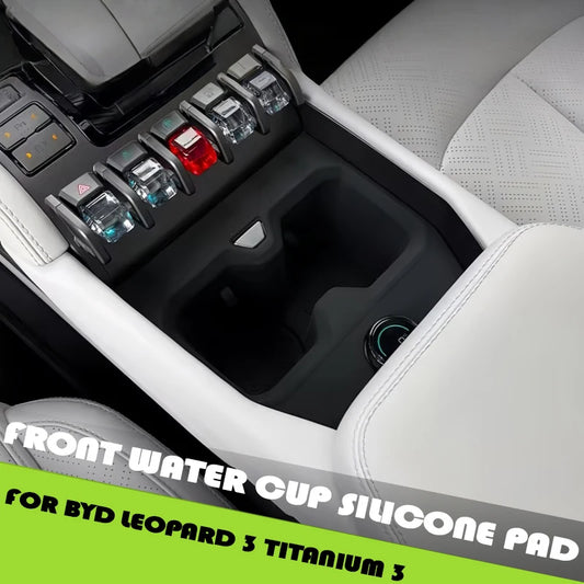 Boîte d'accoudoir de voiture modifiée en titane 3 pour BYD Leopard 3, avec tasse de Drainage avant de réfrigérateur, coussinet de protection en Silicone