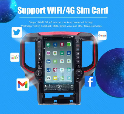 13.6 pouces Andro14 pour Dodge RAM 1500 2500 3500 2019-2022 GPS Navigation Bluetooth autoradio lecteur multimédia Carplay Auto